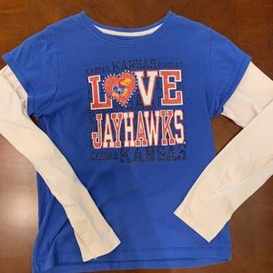 Girl’s Blue Kansas Jayhawks long sleeve Tee
